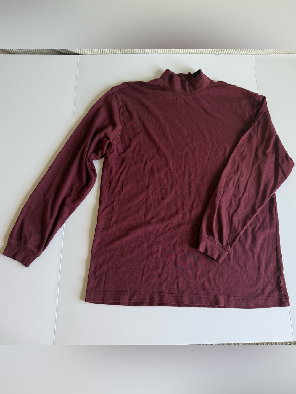 L.L.Bean Men's Burgundy Mock Neck Long Sleeve Shirt Size Large